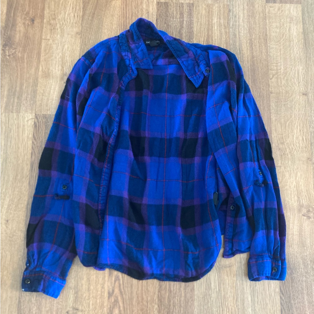 Blue, purple, pink flannel.